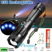 KB XPH50 Rechargeable Waterproof Zoom LED Flashlight USB Torch Light